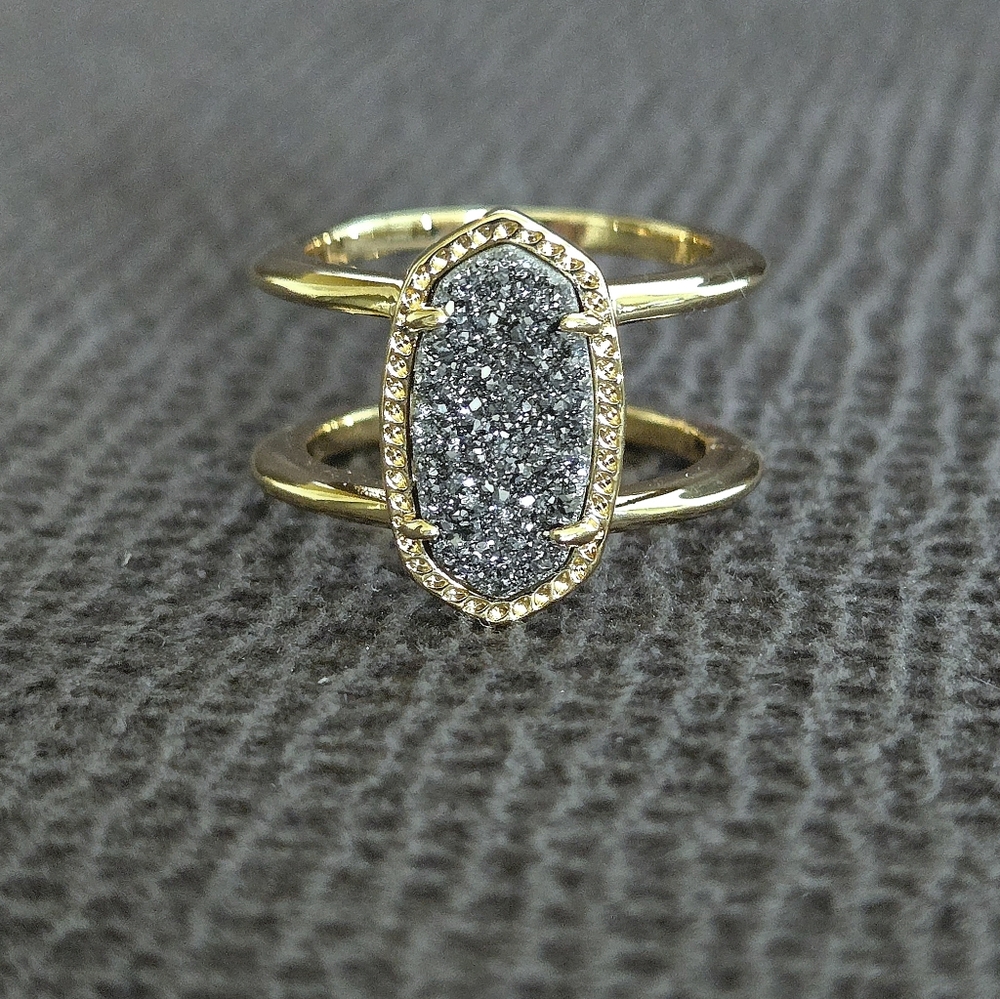 ✨️HP✨️ Kendra Scott "Elyse" Double✌️ Band Platinum Drusy Ring💍 - Picture 15 of 16